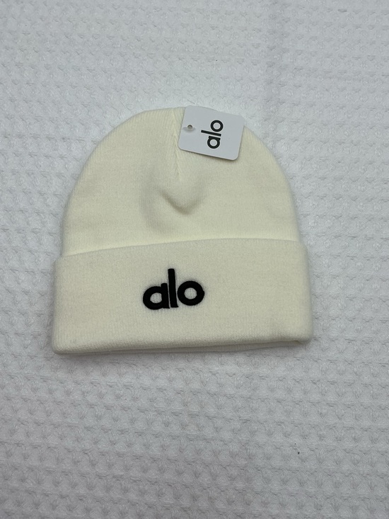 ALO Yoga Accessories - ALO Yoga Cream Knit Beanie with Black Logo